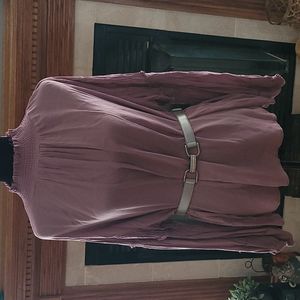 Easel long sleeve loose lavender high neck top